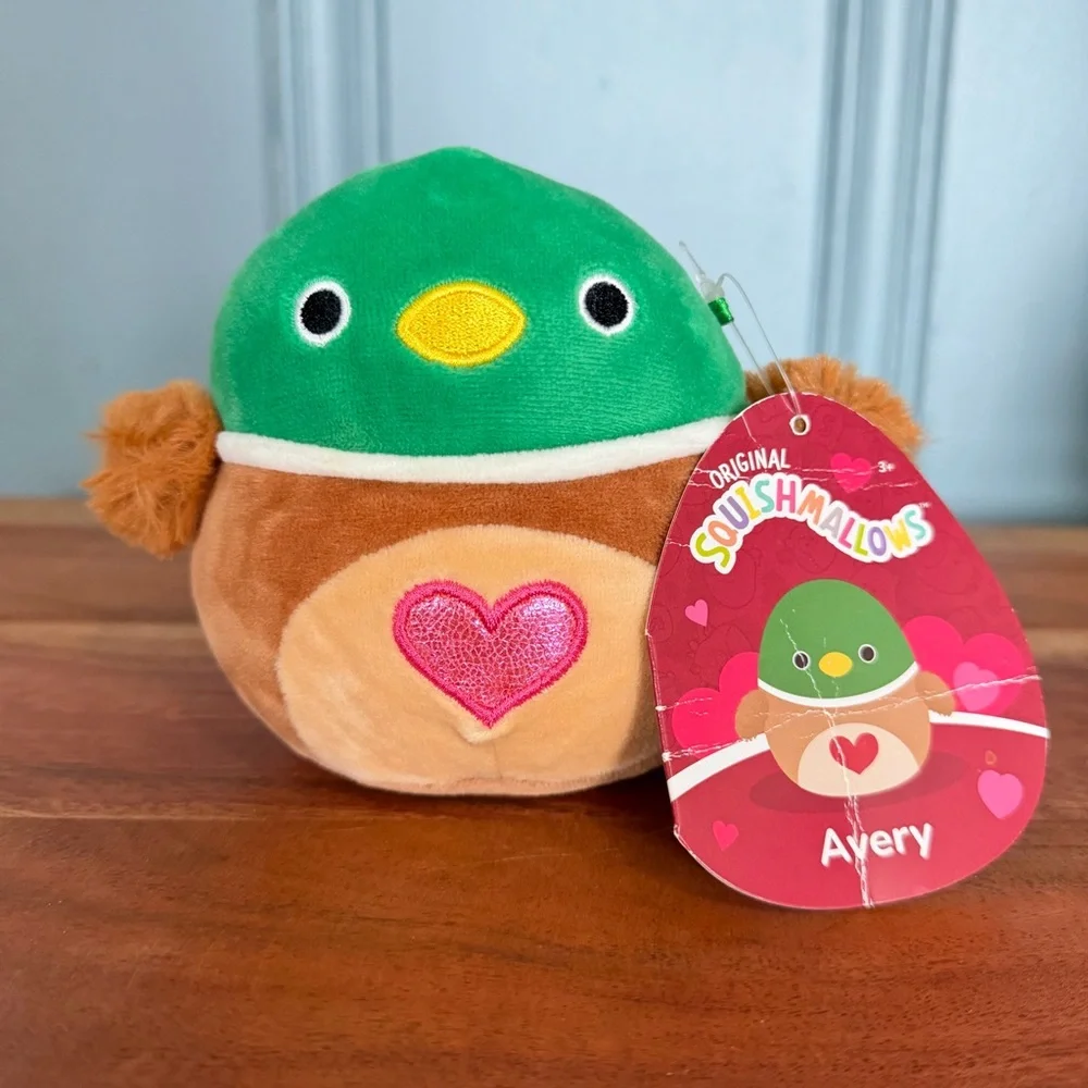 Squishmallows Avery the mallard duck holiday and valentines bundle